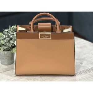 Kate Spade Reegan Colorblock Smooth Leather Satchel In Tiramisu Mousse